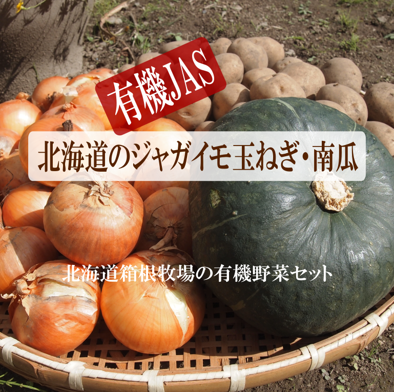 甘くて柔らかくてホックホク 北海道【有機玉ねぎ・じゃがいも・南瓜セット約7kgセット】 12月末で終了。玉ねぎ ジャガイモ 南瓜 箱根牧場 ハンバーグ 皮 スープ 12月下旬ま