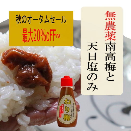 秋のセール20%OFF! 無添加 【自然栽培 南高梅の無添加ねり梅】120g×3本 天日塩だけで漬けたねり梅 チューブ入り 国産 塩分18% 和歌山県産 南高梅 自然栽培南高梅 疲労回復 クエン酸 梅醤番茶 簡単