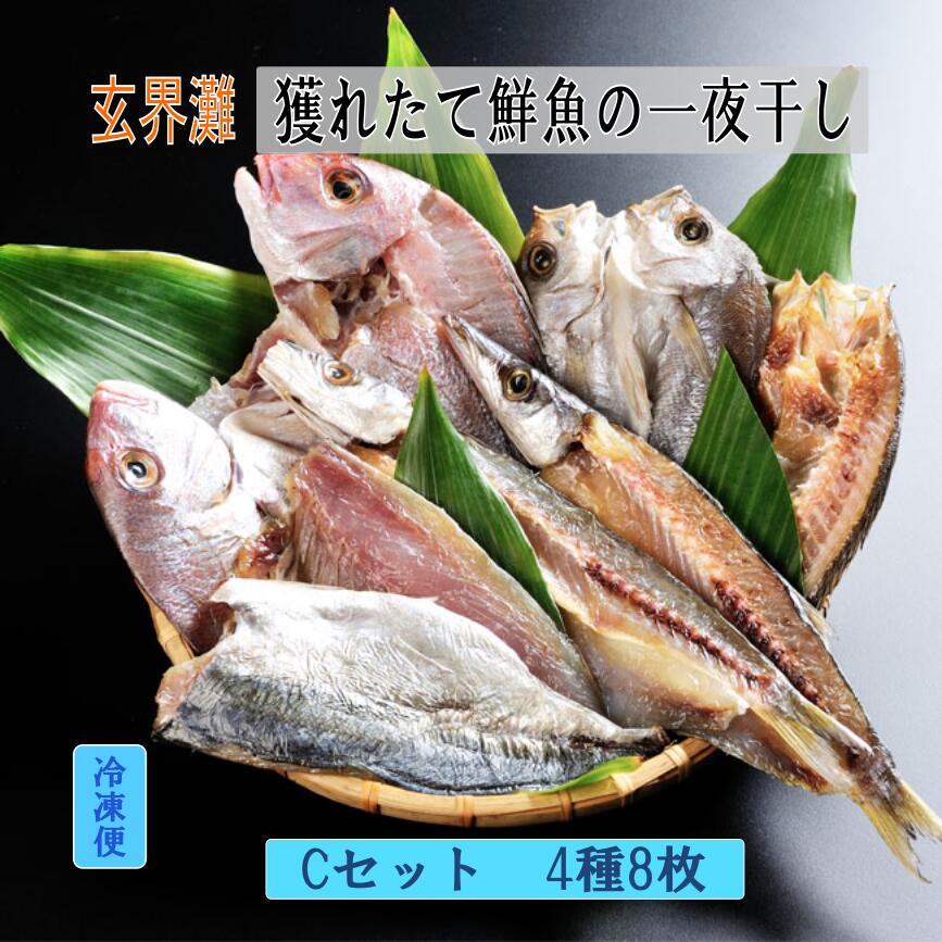 \お歳暮などの各種ギフト/旨い干物 玄界灘 干物 一夜干し 国産 玄界灘の新鮮魚の一夜干しCセットー4種8枚セット 敬老の日ギフト早割り 化粧箱入り 産地直送 クールチルド便 干物 九州 福岡 贈り物 喜ばれる 美味しい