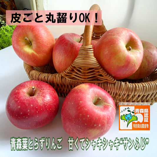 12月よりスタート!青森葉とらず りんご 甘くてシャキシャキ サンふじ3~10kg/特別栽培 皮ごと食べられる 減農薬 青森県特別栽培農産物認定 葉とらず栽培 甘くてジューシー果汁たっぷり 産地直送