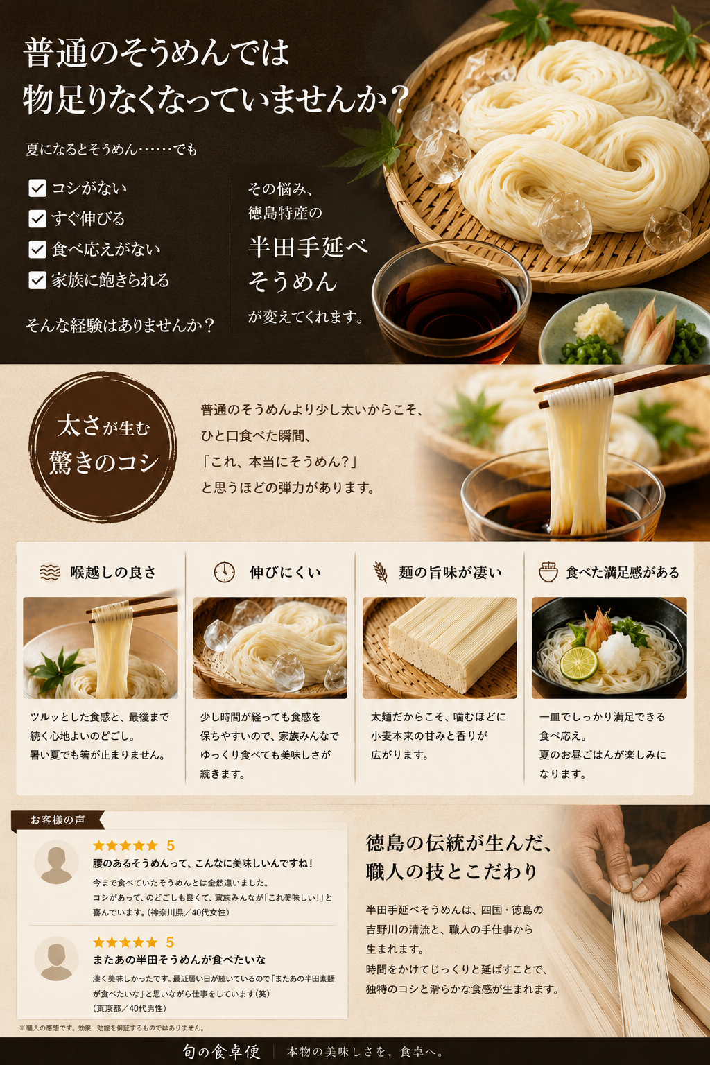 夏のプチギフトに！【半田手延べそうめん 900g-プチギフト】 ご自宅用   太めの麺 コシの強さ 喉越し最高  徳島県 270年の歴史 昔ながらの手延べ製法に腰の強さを工夫